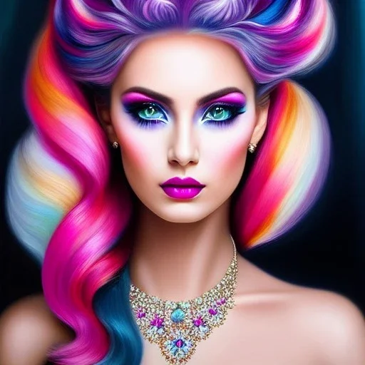 Ultra detailed fullbody Portrait in oil on canvas of beautiful lady with Dynamic CottonCandy Filigree Hair,intense stare,extremely detailed digital painting, extremely detailed face,crystal clear Big eyes, mystical colors ,perfectly centered image, perfect composition, rim light, beautiful lighting,masterpiece,16k, stunning scene, raytracing, anatomically correct, in the style of robert e howard and Ken Kelley and Ohrai Noriyoshi and Simon Bisley and tomzj1