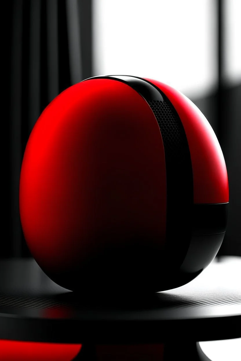 portable speaker, form inspired by flora and fauna , architecture form, modern design style and black and red color