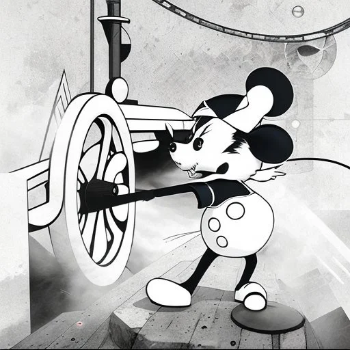 El ratón mikey chibi, colores rojo, negro, azul y blanco