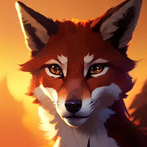 award winning portrait painting of a female anthropomorphic fox, (backlighting:1.4), digital painting, concept art, smooth, sharp focus, rule of thirds, intricate details, medium shot, (shallow depth of field:1.1), 4k, furry, fluffy, fursona, large tail, fluffly tail