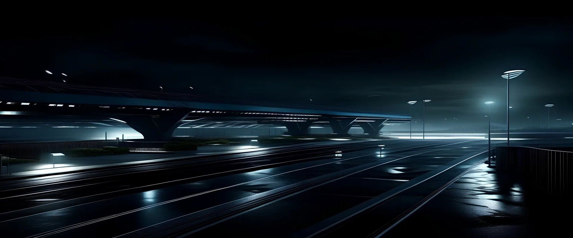 A future airport in dark night
