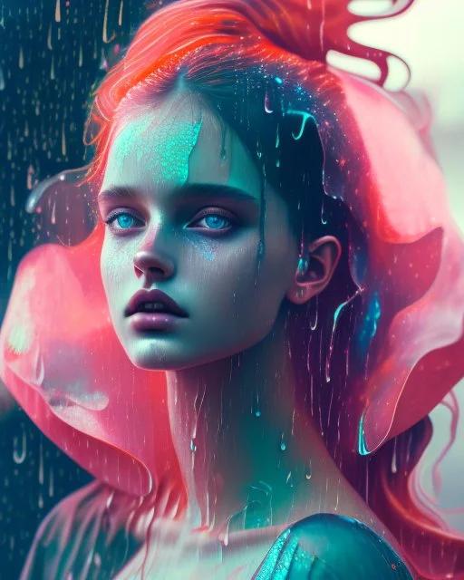 goddess painting in the style of marta bevacqua, violent, high delicate defined details, beautiful, atmospheric, rain, matte, 3 d 8 k octane rendered, sharp focus, illustration, holographic undertones, high detail, ultra realistic, highly saturated colors