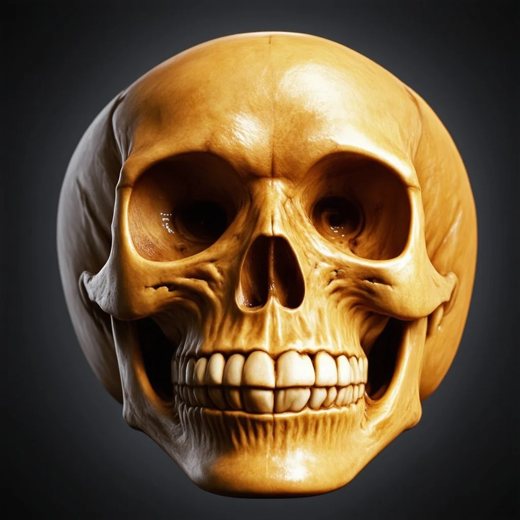 ANATOMICALLY CORRECT digital photograph of the SKULL OF A freshly skinned SMILEY FACE with fine line, highly detailed, high resolution, horrorcore, photorealisitc, awardwinning, action shot, matte, studio lighting, magazine cover