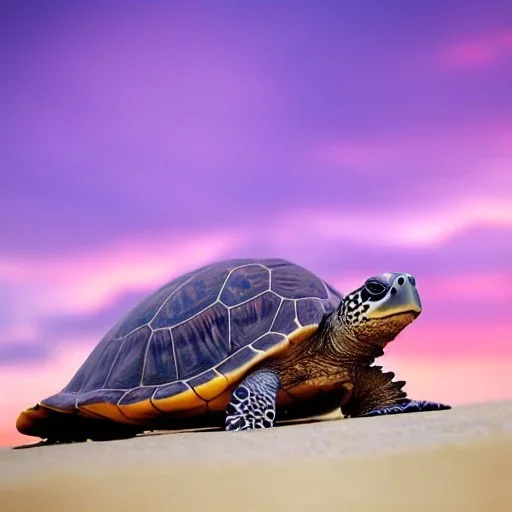 turtle and purple sky