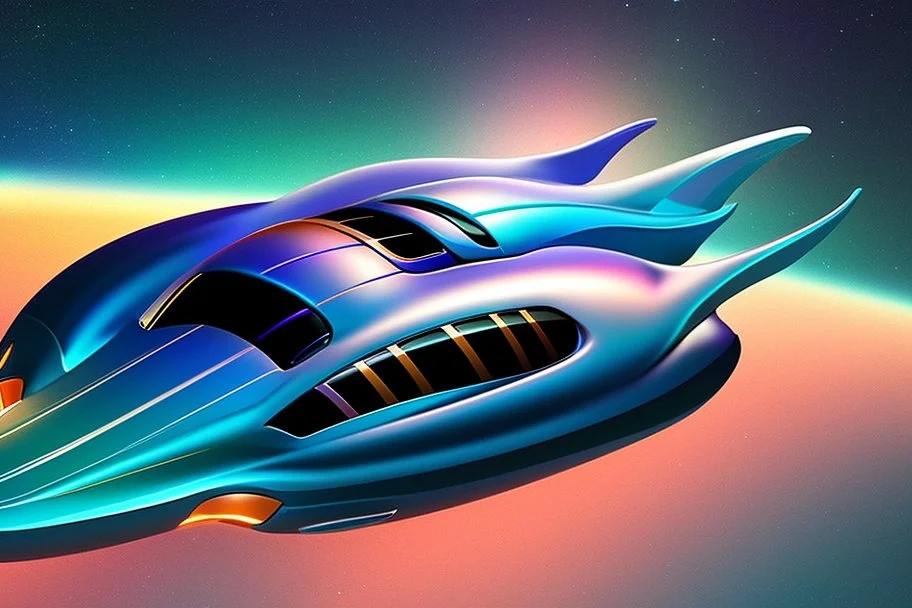 cool design of a small spaceship cruising through the gAlaxy