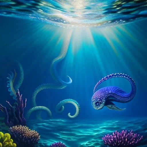 Ultra detailed fullbody Portrait in oil on canvas of underwater 'Kingdom of the Kraken',extremely detailed digital painting, extremely detailed face, crystal clear eyes, mystical colors ,perfectly centered image, perfect composition, rim light, beautiful lighting,masterpiece ,8k, stunning scene, raytracing, anatomically correct, in the style of KyuYong Eom and Steve Jung and robert e howard and Wizyakuza and Simon Bisley.