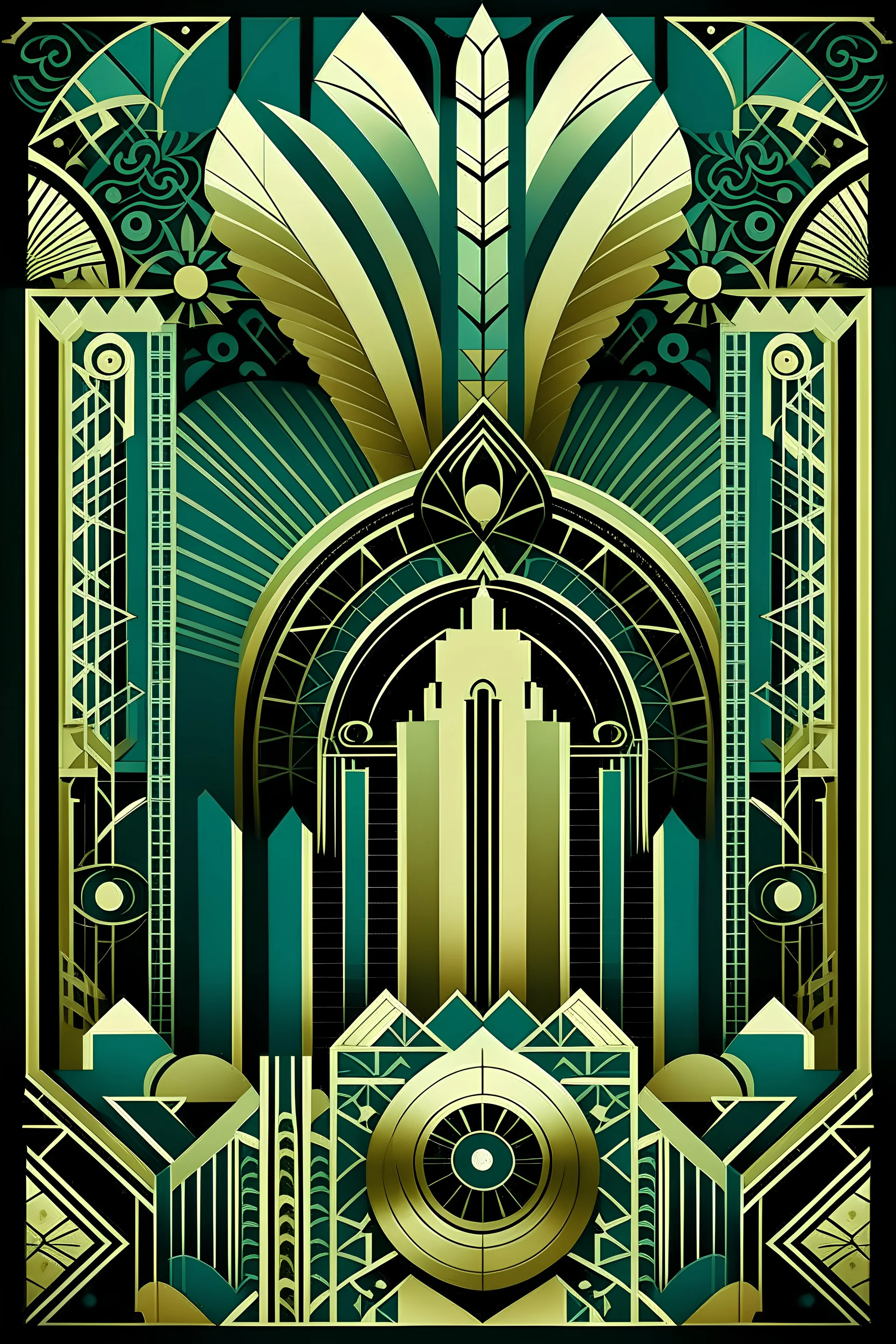 Design the cover of a catalog for a magazine called “Art Deco”. - The word Art Deco must appear. - There must be a background that is reminiscent of the art deco decorative style: geometry, buildings, contrasting colors, zig-zag,etc.