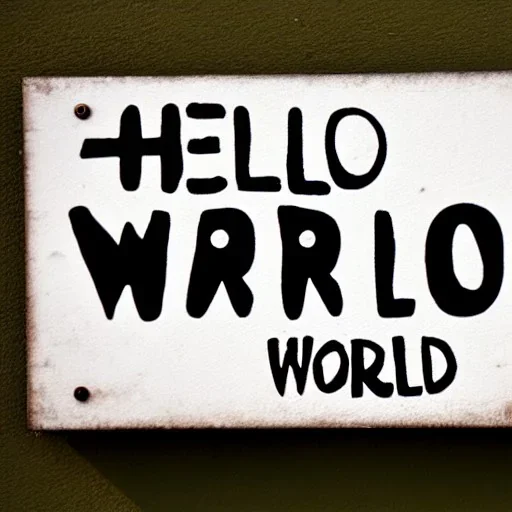 A sign that says 'Hello World'.