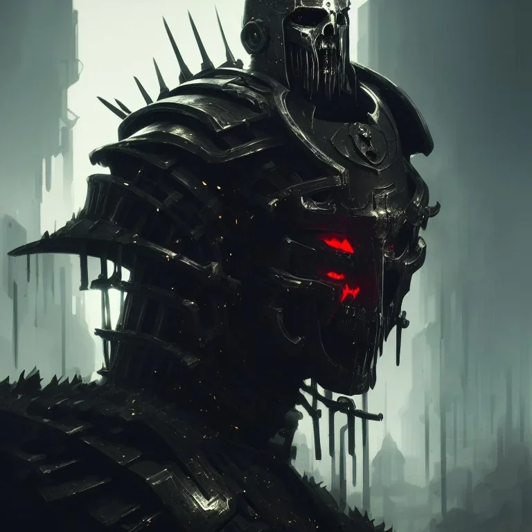 evil king in black metal armor, angry, emperious, 8k resolution concept art portrait by Greg Rutkowski, cyberpunk 2077, car