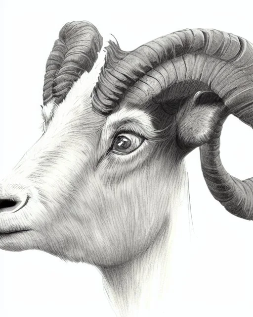 head of a goat drawn in pencil