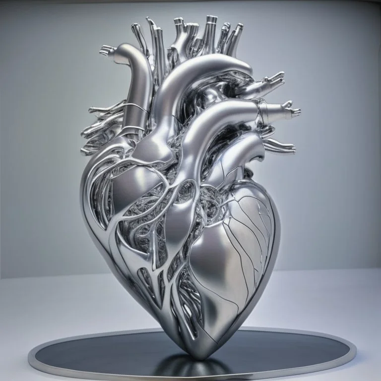 stainless steel sculpture of human heart formed by human bodies