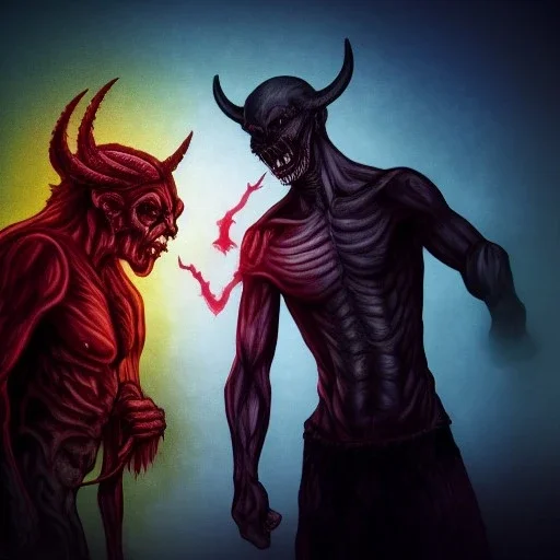 A demon and a person fighting for control of the same body