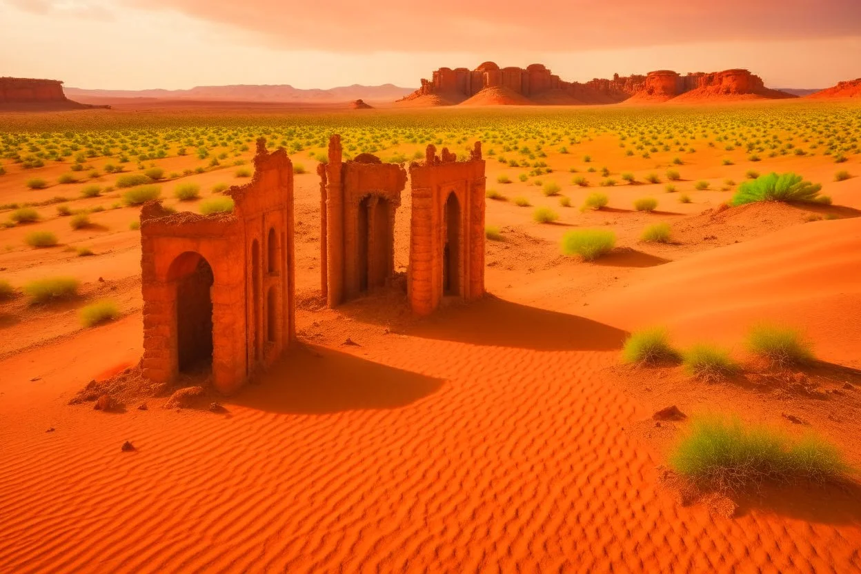 Red desert ruins