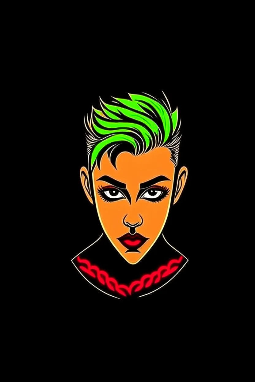 creepy evil androgynous human with a face made of shoes. Logo style.