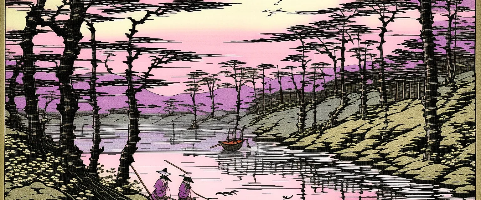 A light purple poisonous swamp painted by Utagawa Hiroshige