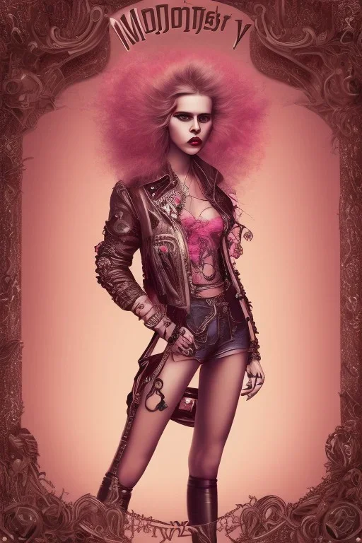 Danish Singer MØ in style steampunk, pink tones, high lighting