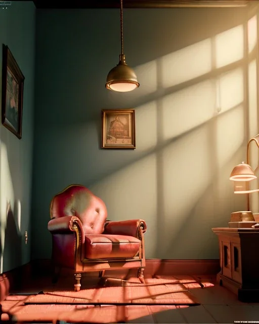 Room scene with sit woman, Wes Anderson style, realistic photo, concept art, smooth, unreal engine 5, god lights, ray tracing, RTX, lumen lighting, ultra detail, volumetric lighting, 3d.