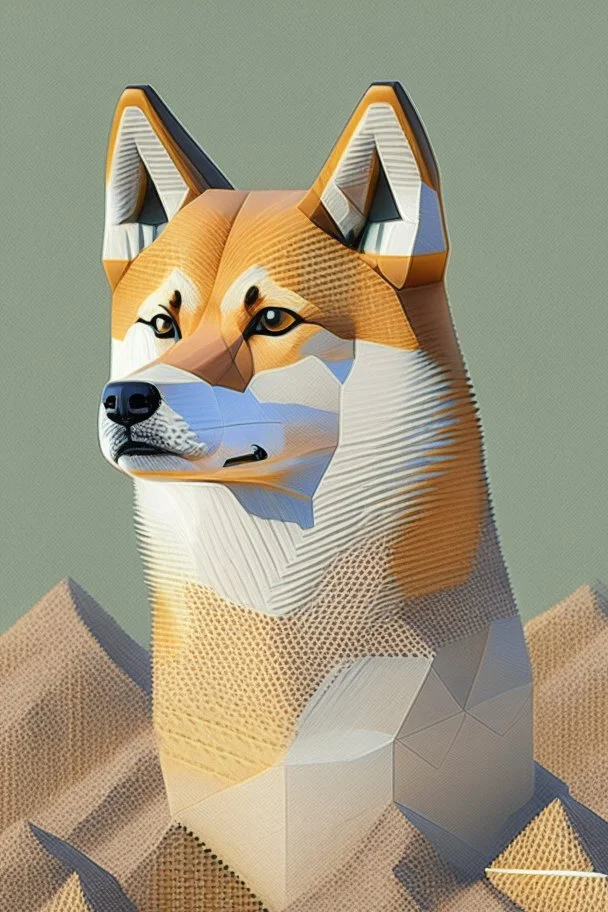 pioneer shiba inu close face matrix isometric hills with x on forehead