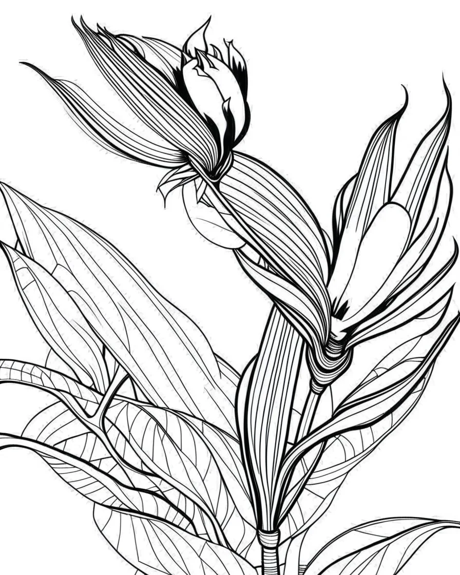 real massive Bird of Paradise flower coloring page