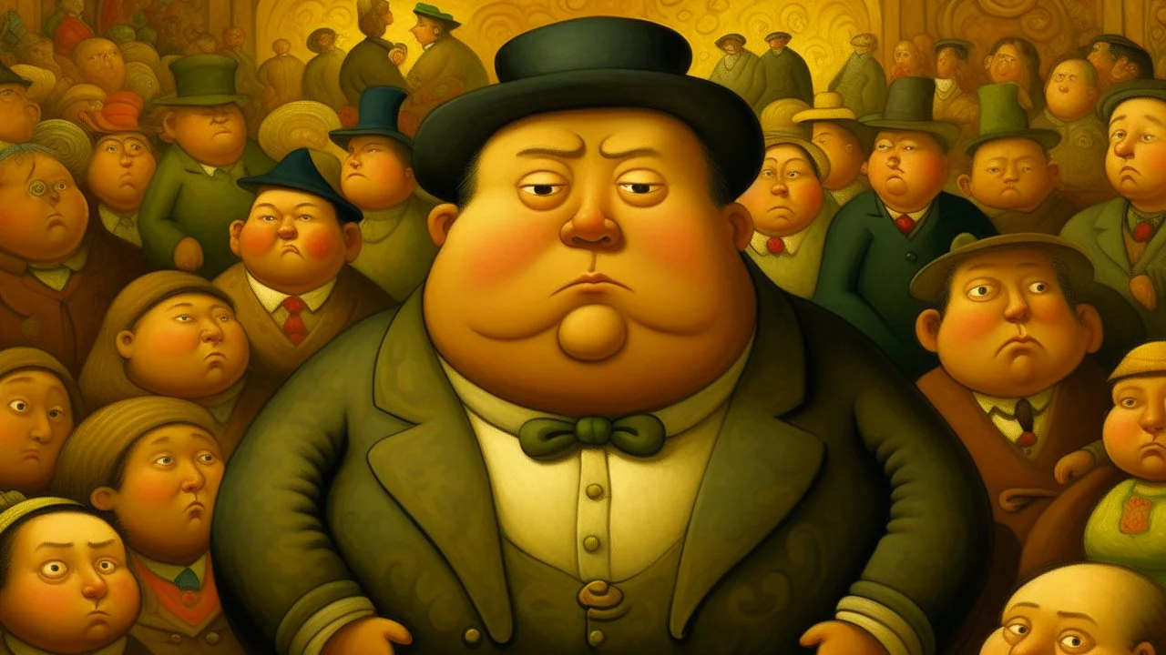 Generates an image based on the theme and pictorial style of Fernando Botero