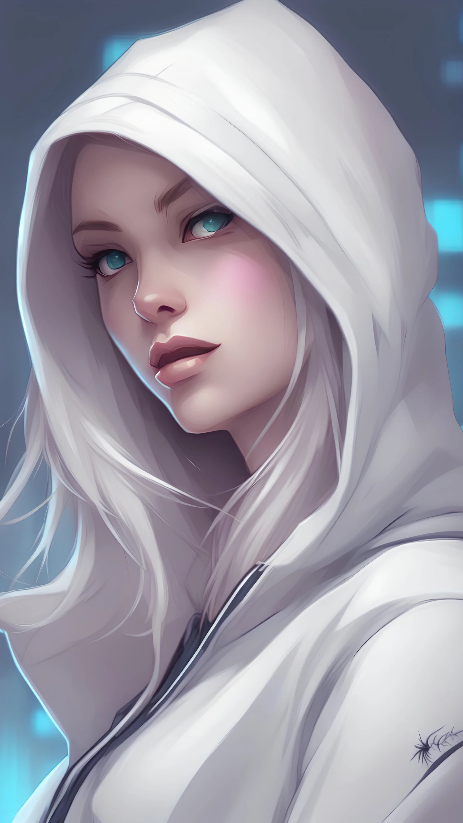 a close up of a person wearing a hoodie, artgerm on artstation pixiv, artgerm. anime illustration, artgerm comic, artgerm and lois van baarle, wlop | artgerm, trending artgerm, style of artgerm, extremely detailed artgerm, spider-gwen, spider - gwen