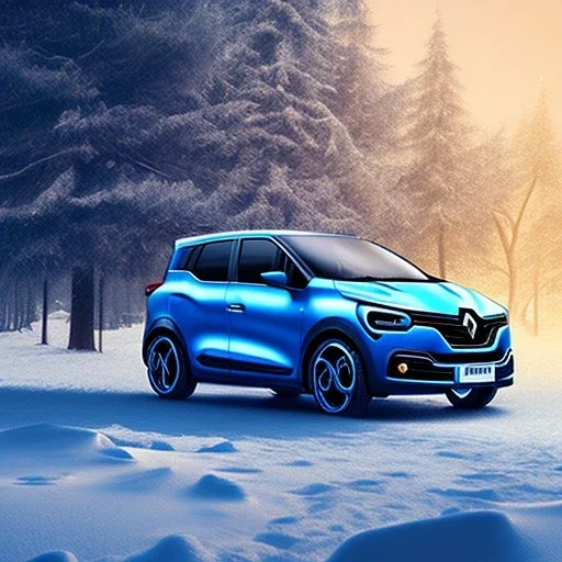 Renault Zoë, blue, snowscape