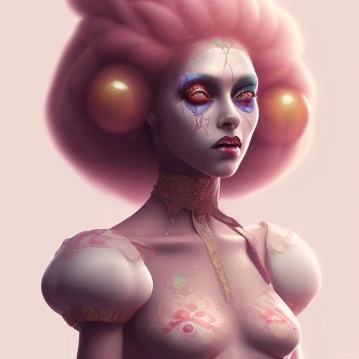 clown girl, excellent skin, symmetrical, soft lighting, detailed face, concept art, digital painting, looking into camera