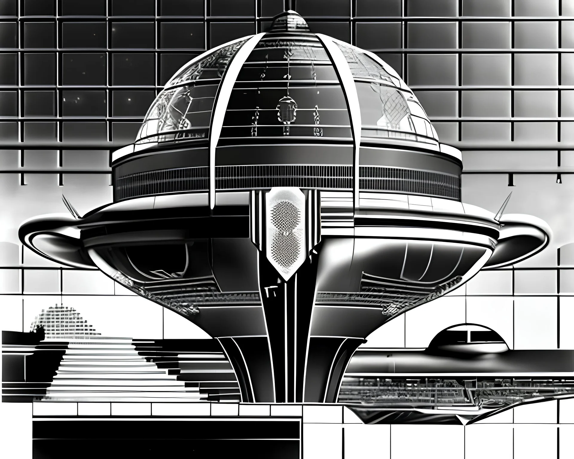 foreground anchored 1941 military ornate gilt interior shot photo real cockpit luxuriant modern contemporary new architectural blueprint / archival diagrams to scale forbidden & hidden tesla exotic technologies abound flying saucer craft cockpit airplane b2 bomber set in sci fi all-encompassing dome scaffolding structure around the planet aturn of chrome & mirrored glass