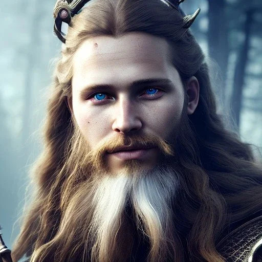 full body, long haired viking, A detailed image of a man, insane facial war paint detail, ambient detail, depth of field, crystalized complimentary colors, warrior, atmospheric, realistic, unreal engine, lighting, octane render, proportional,