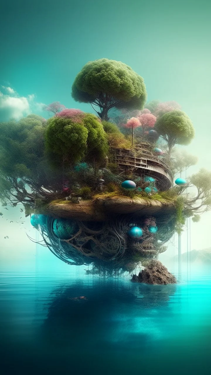 surreal abstract artwork that combines elements of nature, technology and technology
