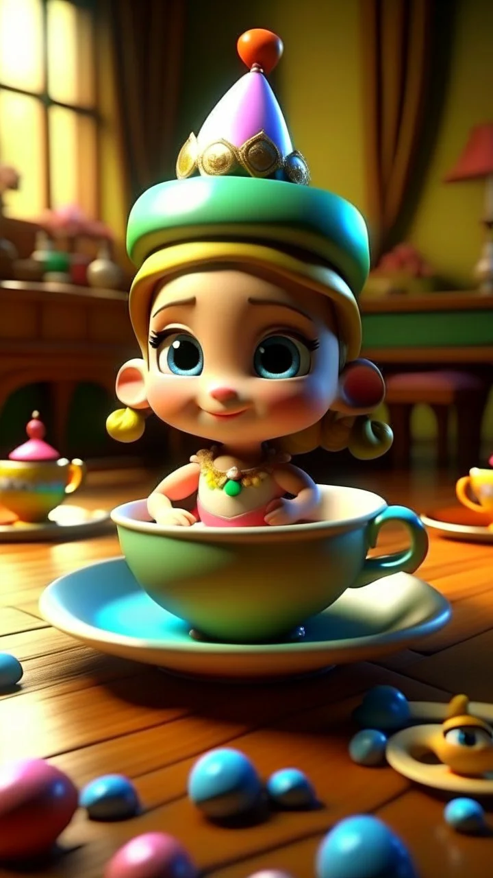 Unwrapping the magical tea cups, cartoon,3D