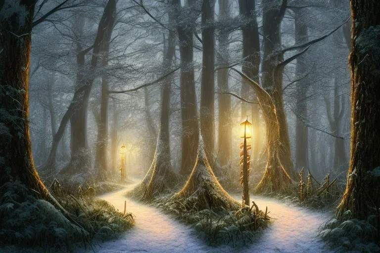 FOREST LANTERN WINTER PATH FALL