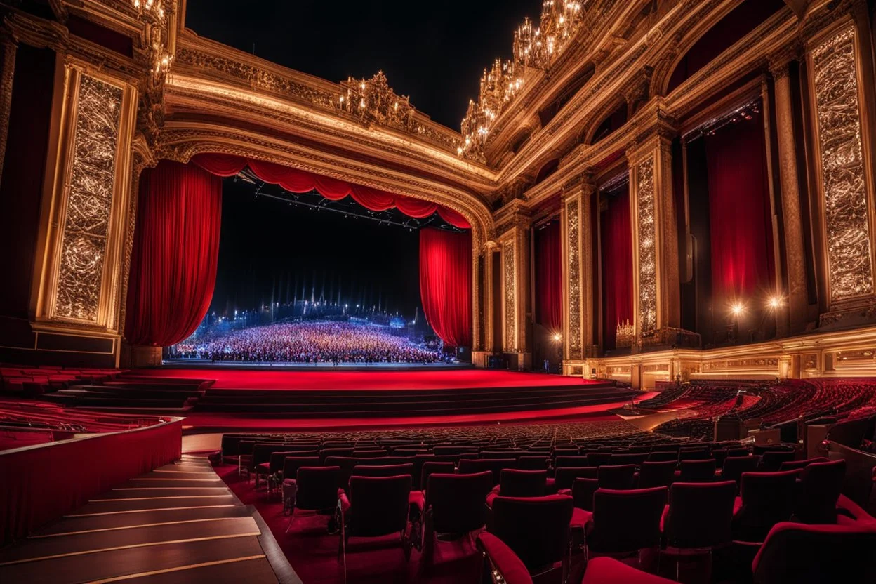 a luxury big opera dance stage,close up ,show main stage