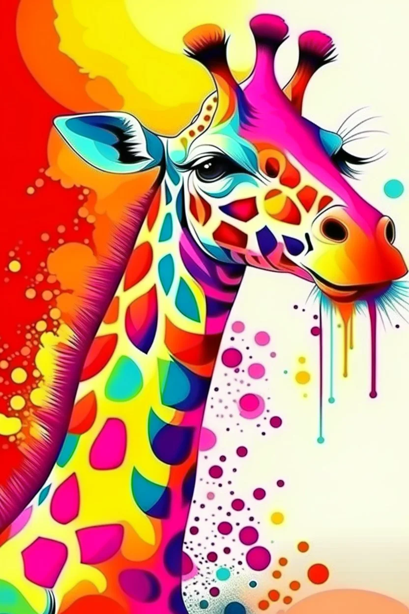 Acrtoon 2d art illustration . colorful giraffe