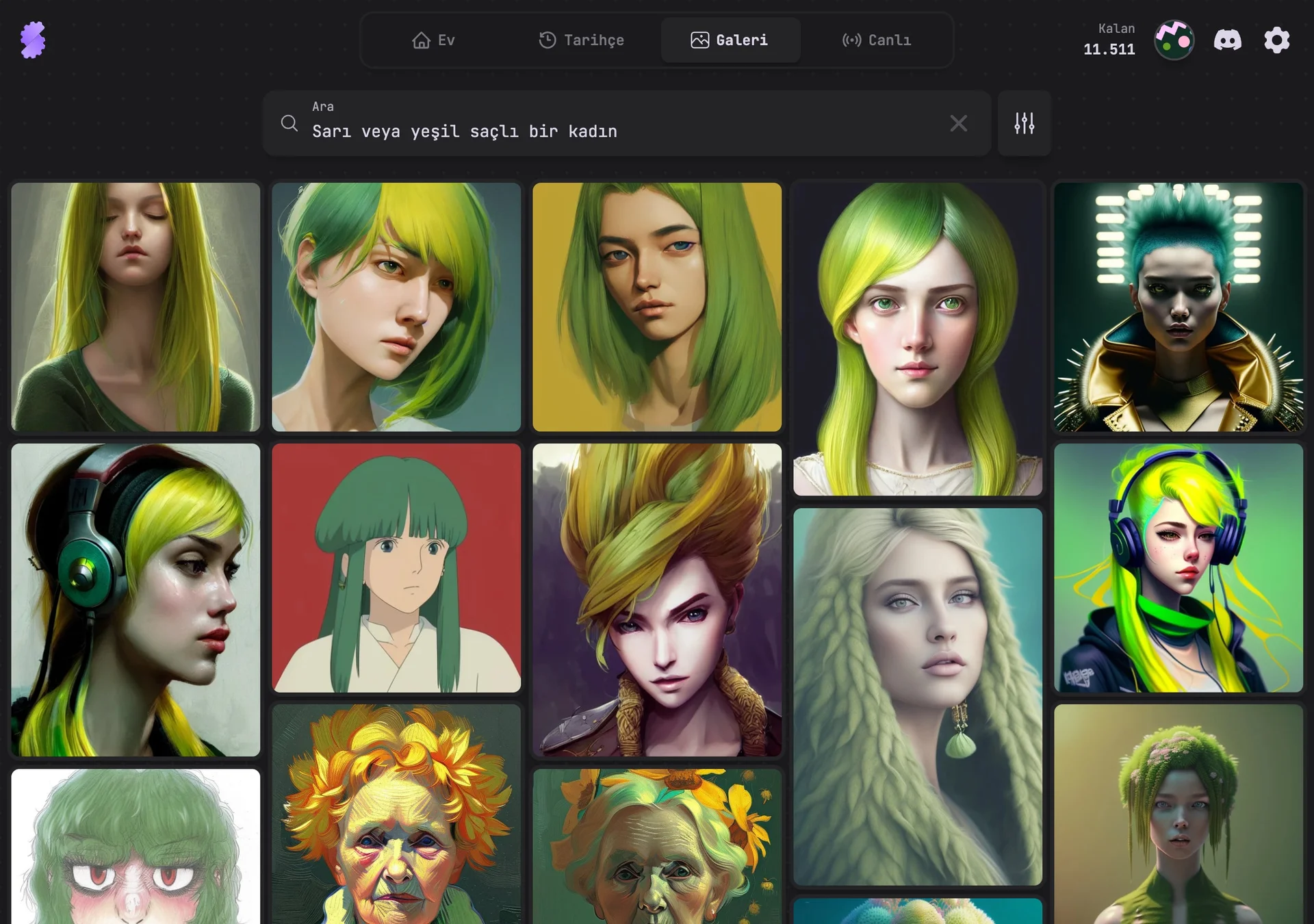 Stablecog Gallery Search: A woman with yellow or green hair