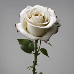 A white rose bleeding from its stem