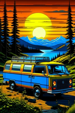 van life in the style of Hiroshi Nagai