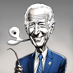 Caricatura de Joe Biden con una naríz extra larga como la del muñeco Pinocho