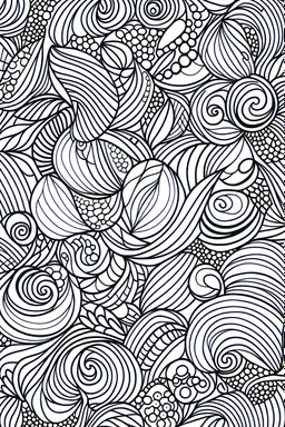 Easy Patterns Coloring page, shellfish, alming and Unique Coloring page for Kids for Relaxation, Mindfulness, and Creativity, white and black