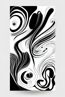 sketch drawing digital art of modern, simple, black, white and cream colored abstract boho shapes, white background