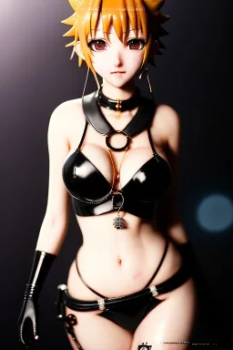 Detailed anime girl hinata ,dog collar,big boobs , black latex suim suit, intricate details, full body portrait, keep head in frame, ignore NSFW, slight smile, black Japanese motif, concept art, highly detailed, digital painting, concept art, sharp focus, illustration, art by Yoji Shinkawa, WLOP and greg rutkowski and alphonse mucha and artgerm and yanjun Chen and Junji ito and Makoto Shinkai, HDR, octane render