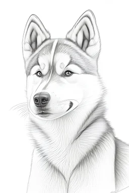 outline pencil art of a cute animal husky dog