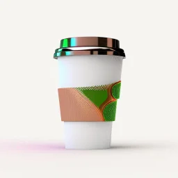 4k coffe cup render solid colors green background