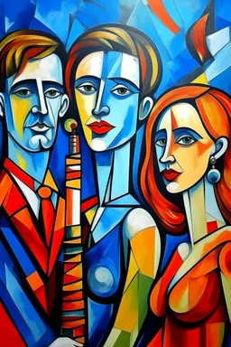 picasso style cubism 2 men 3 woman