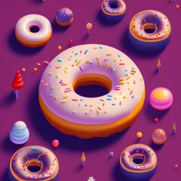 100mm photo of isometric floating donut in the sky, surreal donut with sprinkles, intricate, high detail, behance, microworlds smooth, macro sharp focus, centered