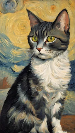 Portrait of a cat by Van Gogh