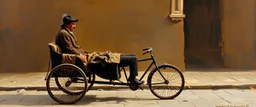 master oil painting by Rembrandt, trike man