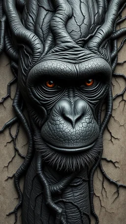 A monkey face black vein, human veins, mixing together a lot of them, like a forest, big and small veins a lot of them,