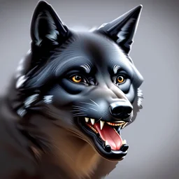 black alpha wolf baring teeth photorealistic