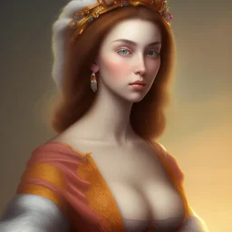 portrait of a beautiful brunette busty woman Michelangelo style